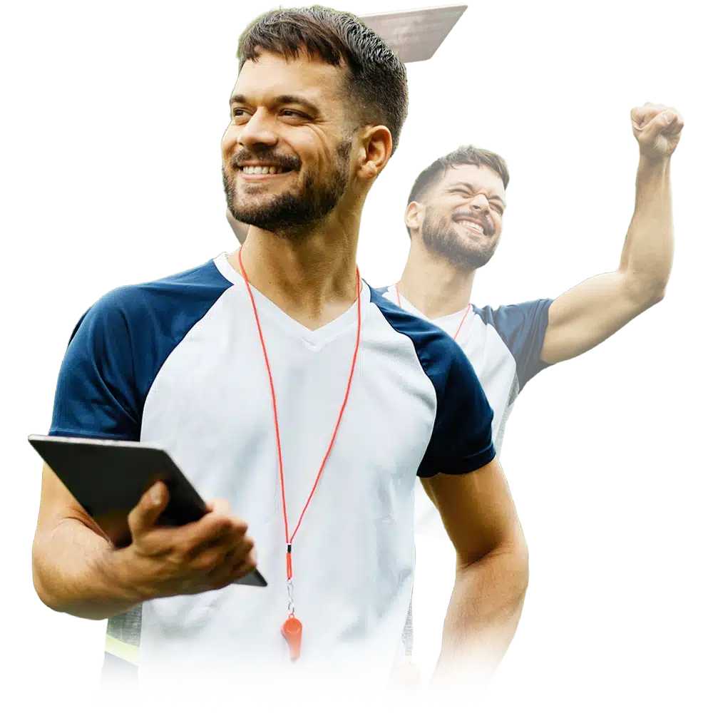 Testimonial Male Sports Coach with Whistle