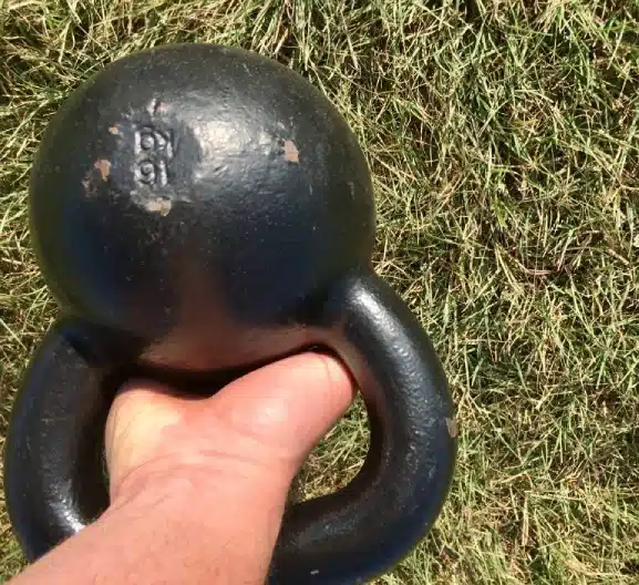 16kg Kettlebell Grip Close Up on Grass