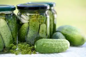 Crisp Dill Pickles in Jars