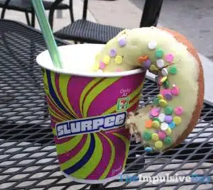 Slurpee with Donut Topped with Sprinkles