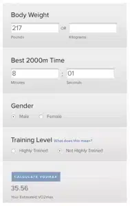 VO2max Estimation Based on 2000m Row Time and Body Weight
